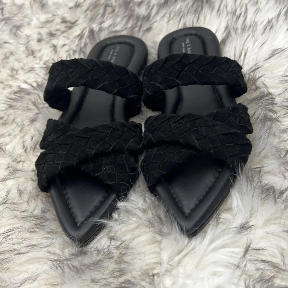 Rag & Bone Lewis Pointed Toe Slide Sandal Black sz6  $350 - Picture 3 of 5